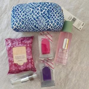 beauty bundle makeup pouch clinique toner face wipes blending sponge